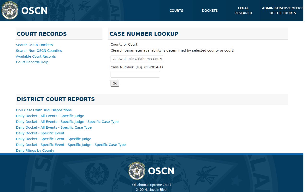 Ottawa County arrest warrant records OSCN case-number lookup and court index