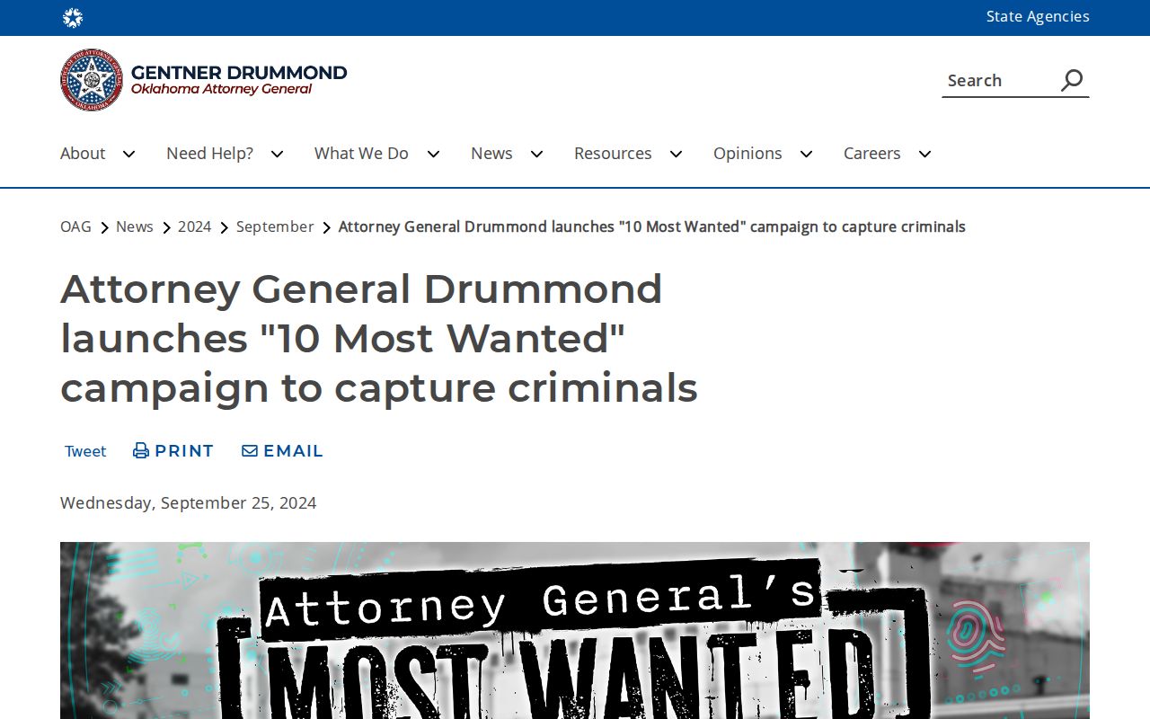 Ottawa County warrant records comparison to a statewide Most Wanted program