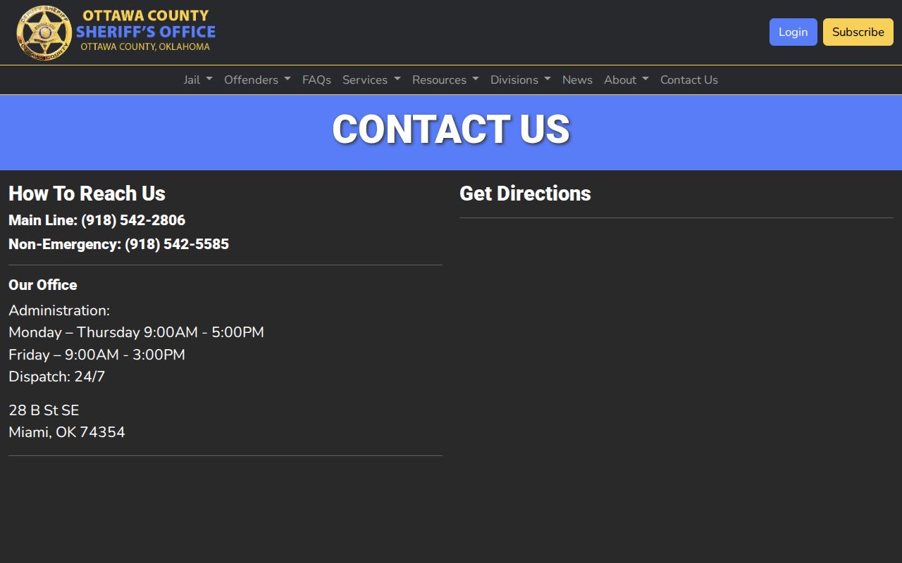 Ottawa County Fairland warrant records sheriff contact context